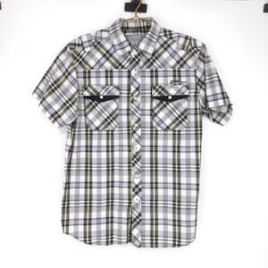 Most Official Seven MO7 Mens Checkered Button Down Short Sleeve Shirt - Size L